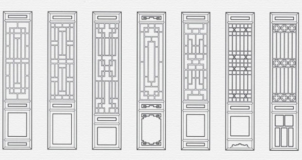 建阳常用中式仿古花窗图案隔断设计图