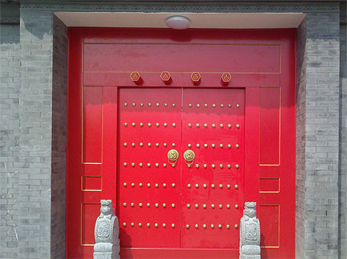 建阳中国传统四合院系列朱红色中式木制大门木作